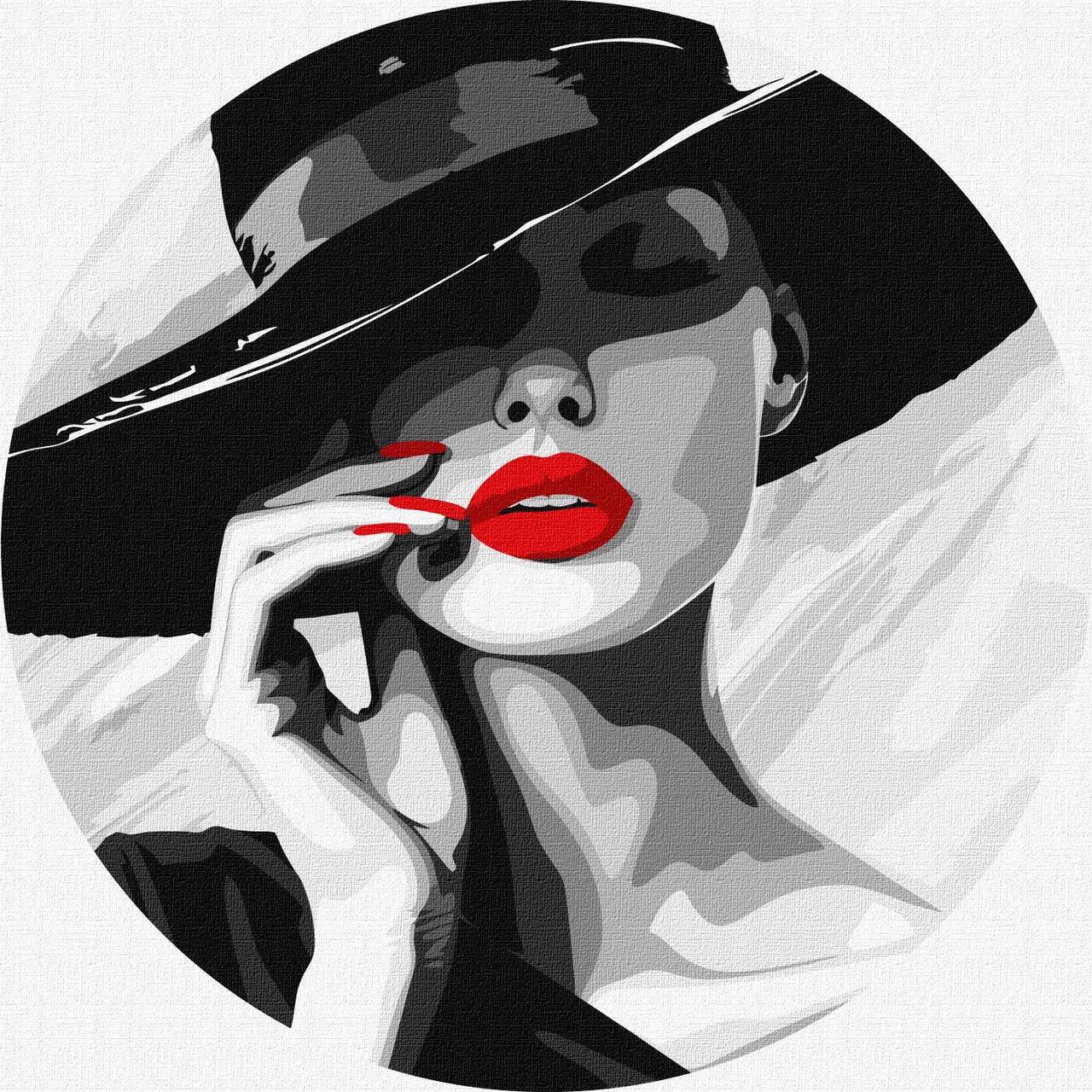 Картина по номерам Ideyka Дама в шляпе d 26 см (2824287524)