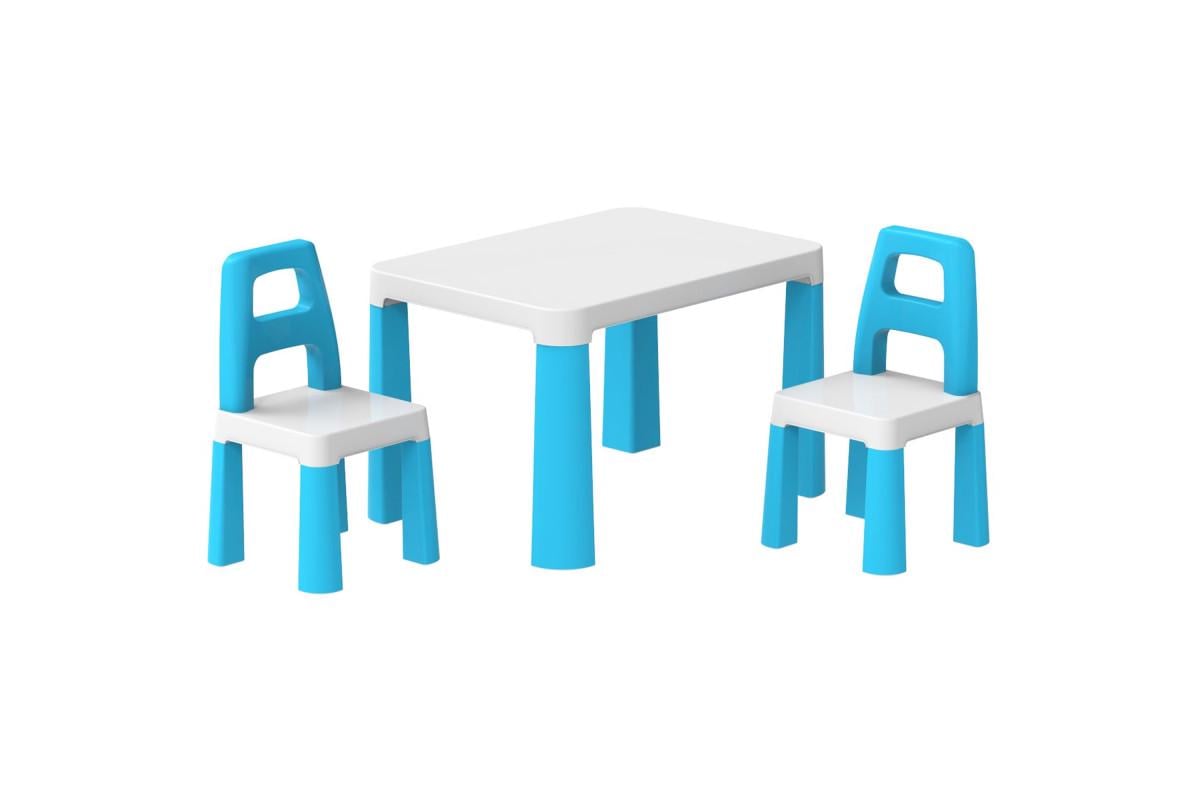 Набор детской мебели ТехноК Столик и 2 стула из пластика 47х54х75 см Бело-голубой (150-98-TH0471)