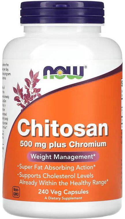 Добавка натуральная Хитозан Now Chitosan 500 мг Plus Chromium 240 капсул