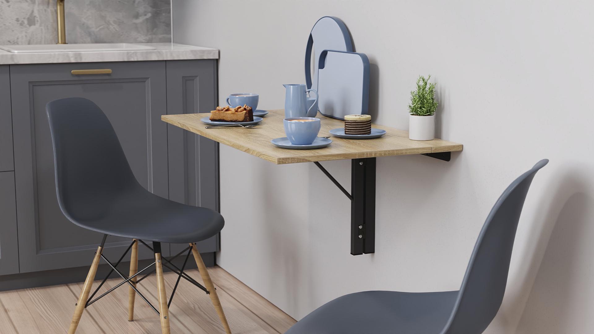 Обеденный стол-трансформер стеновой Ferrum-decor Ника металл/ДСП 16 мм 420x900x500 мм Черный/Дуб Сонома (FRD-105167) - фото 5 Обеденный стол-трансформер стеновой Ferrum-decor Ника металл/ДСП 16 мм 420x900x500 мм Черный/Дуб Сонома (FRD-105167) - фото 5