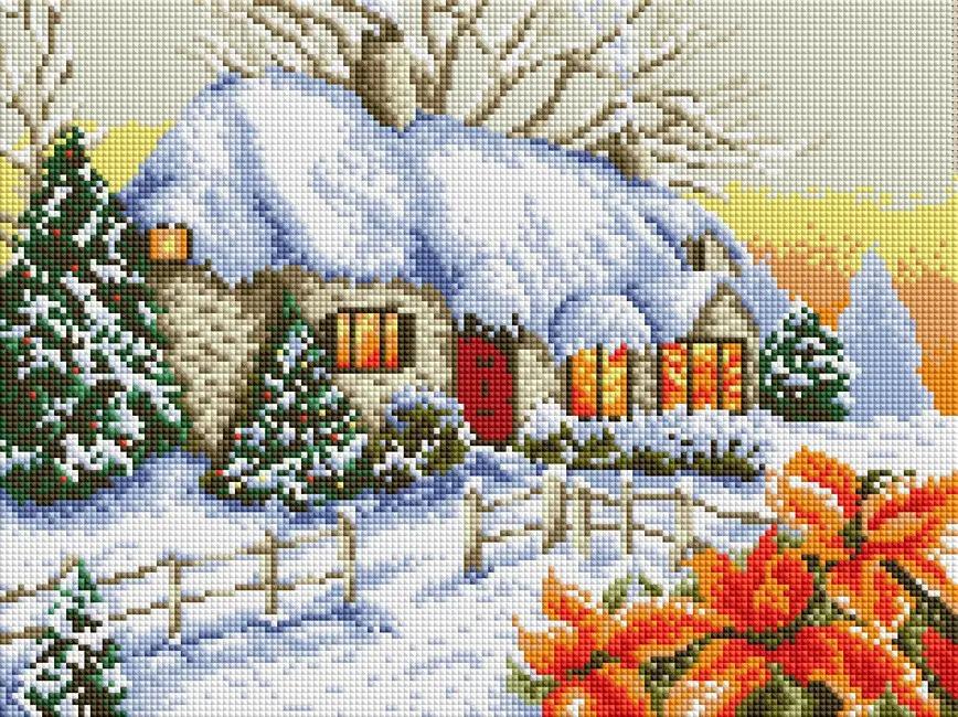 Алмазная мозаика Снежное рождество 40x30 см (27270)