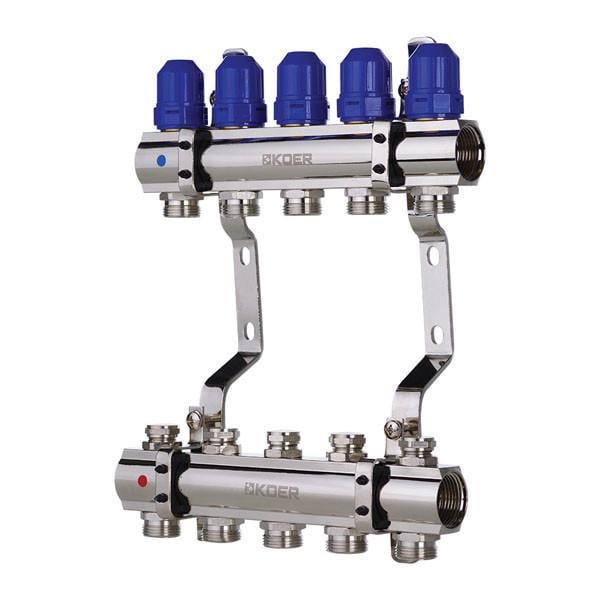 Блок коллекторный с термостатическими клапанами KOER KR.1100-05 1”x5 WAYS (KR2631)
