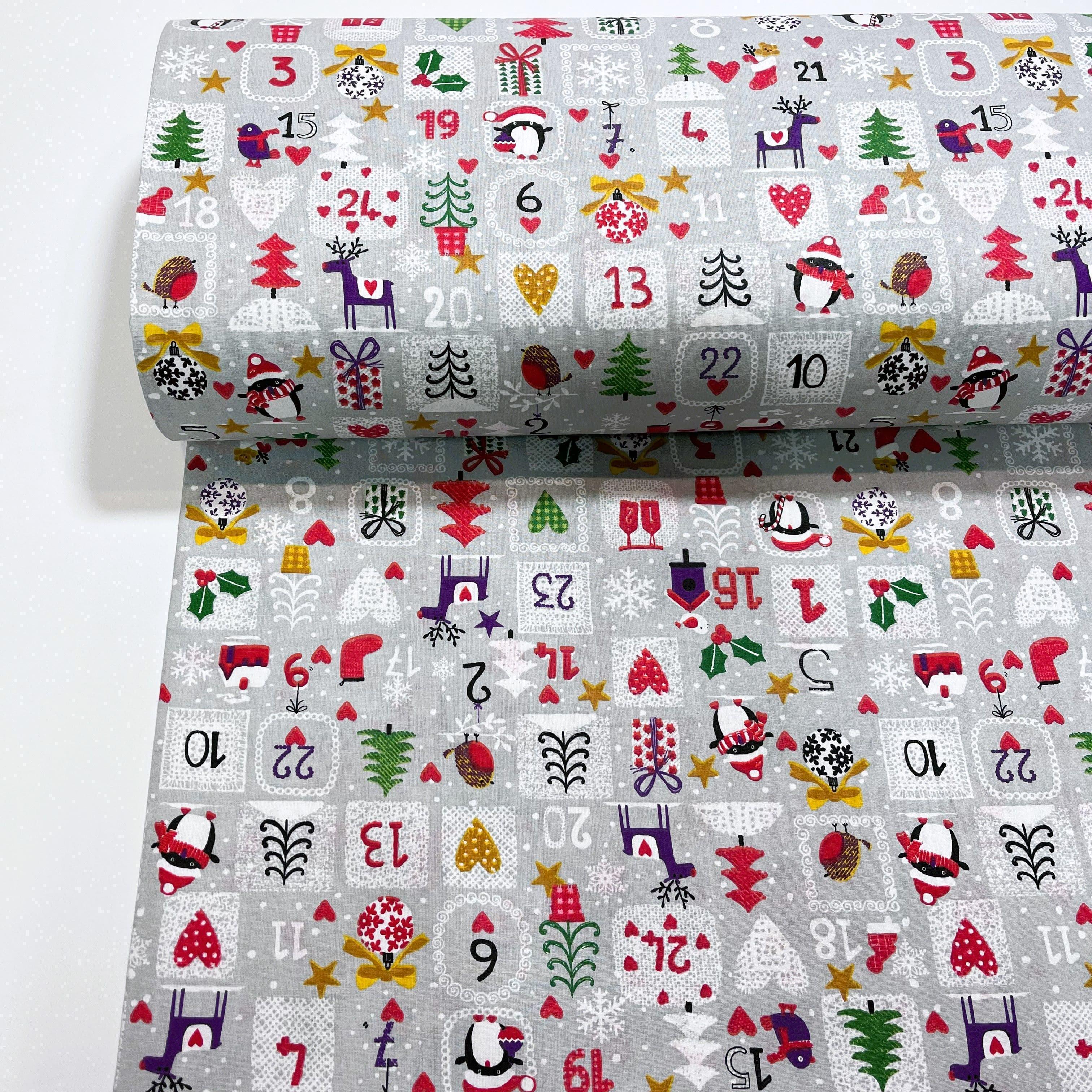 Ткань для постельного белья новогодний календарь ранфорс 240 см (М12135/4 01479)