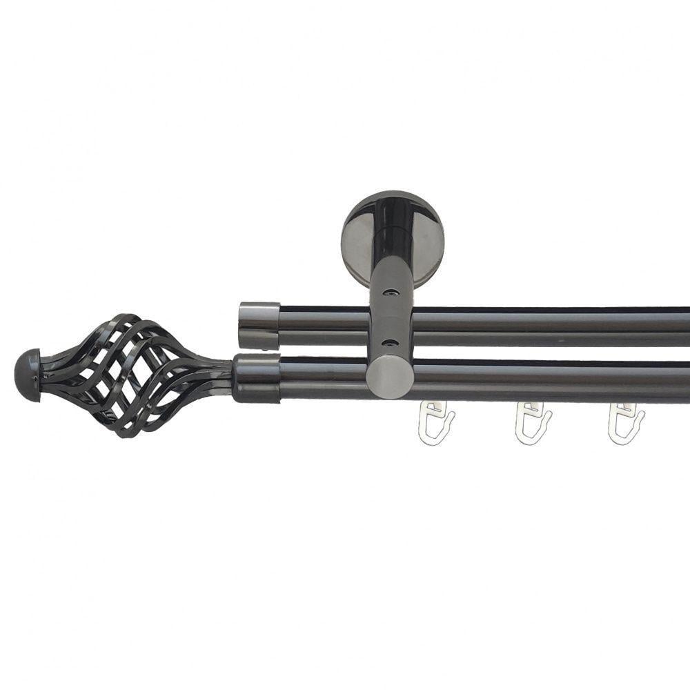 Карниз Orvit Арезо металевий дворядний реверсивний профільна труба 19/19 мм 200 см Онікс (6679289)