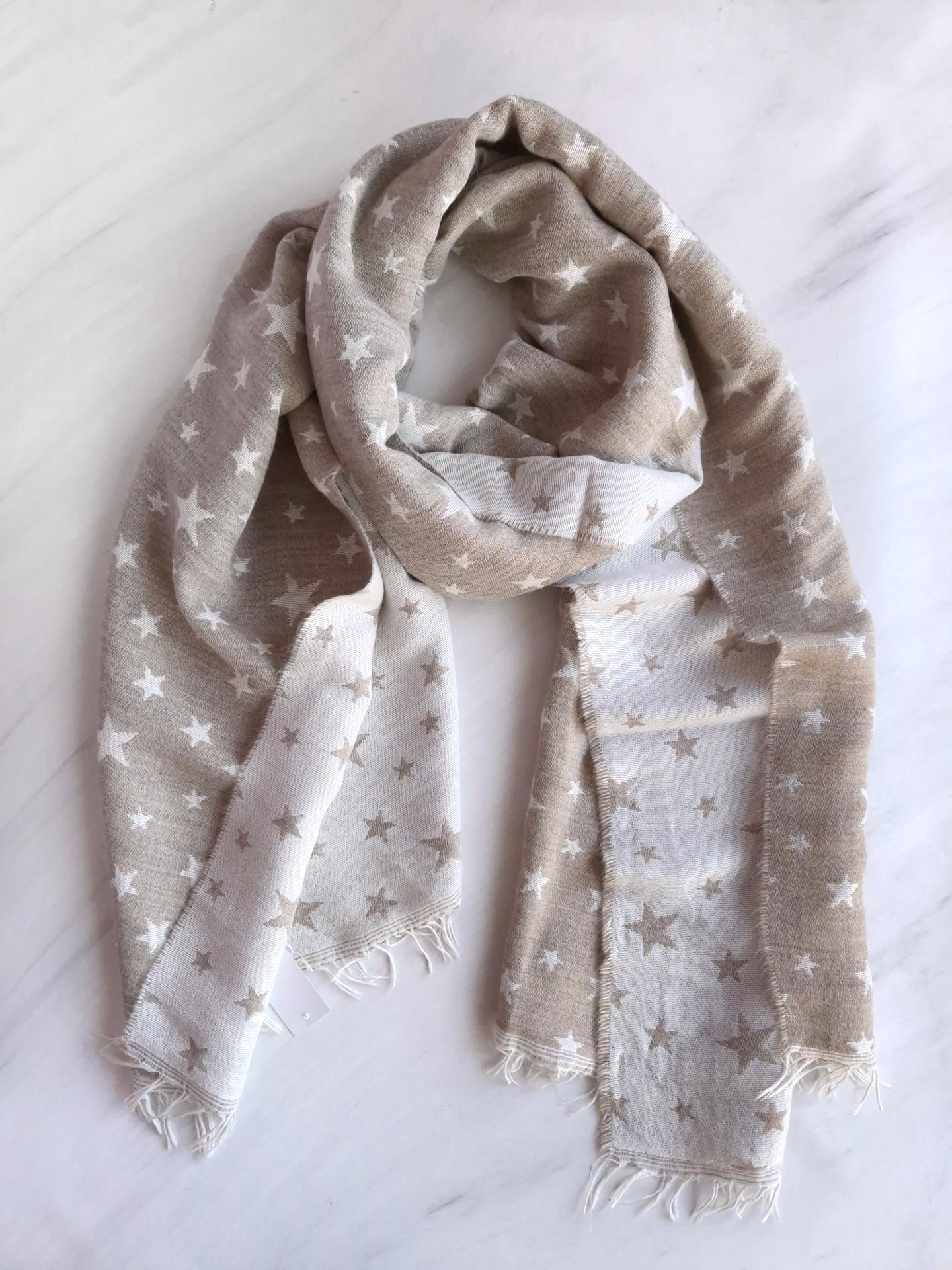 Шарф-палантин жіночий в зірки весна-осінь 212х62 см Бежевий (15925) - фото 3