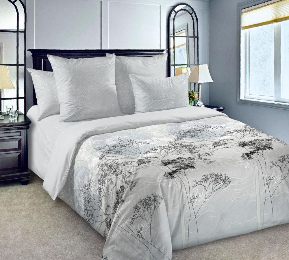 Комплект постельного белья Комфорт текстиль Перкаль Каллиграфия с простынью на резинке 200x220 см 50x70 см (КТ_pvu_4408_40_50x70)