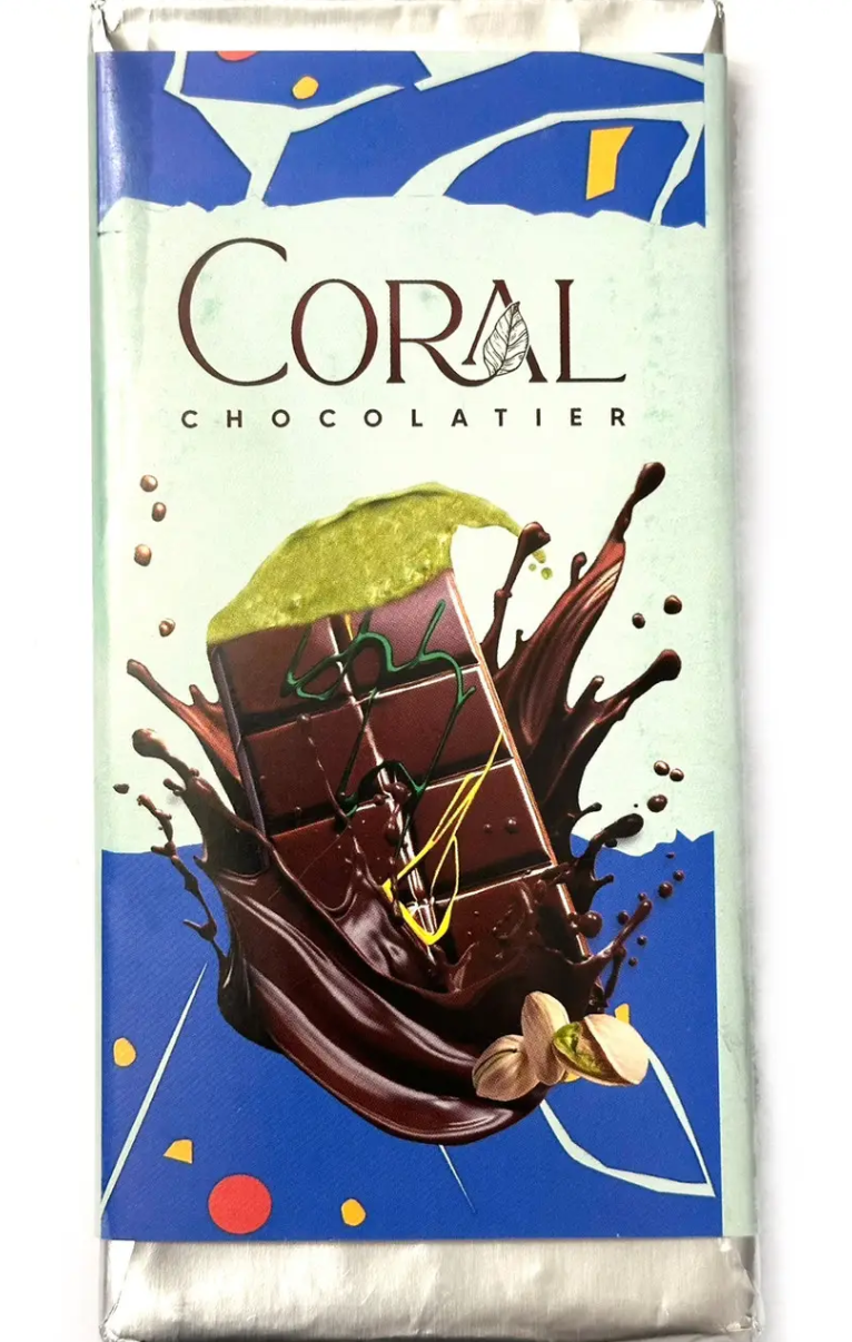 Шоколад дубайский Coral Chocolatier с фисташковой начинкой и катаифи 200 г (2458629002)