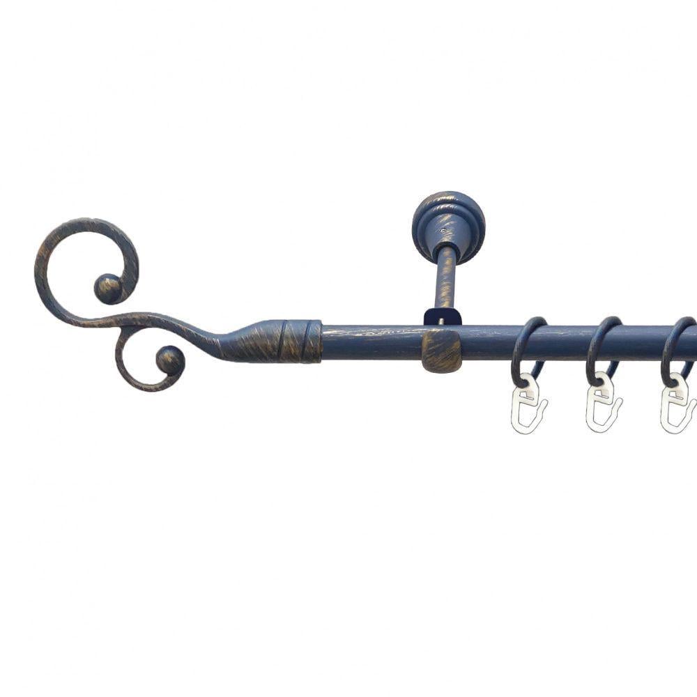 Карниз металлический Orvit Флорес однорядный открытый/гладкая труба/кольцо металлическое Голубь Золотая 16 мм 160 см (00-00009166)