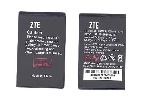 Аккумулятор для смартфона ZTE Li3710T42P3h553457 D930 Cricket 3,7V 1550 mAh 3,7 Wh Black