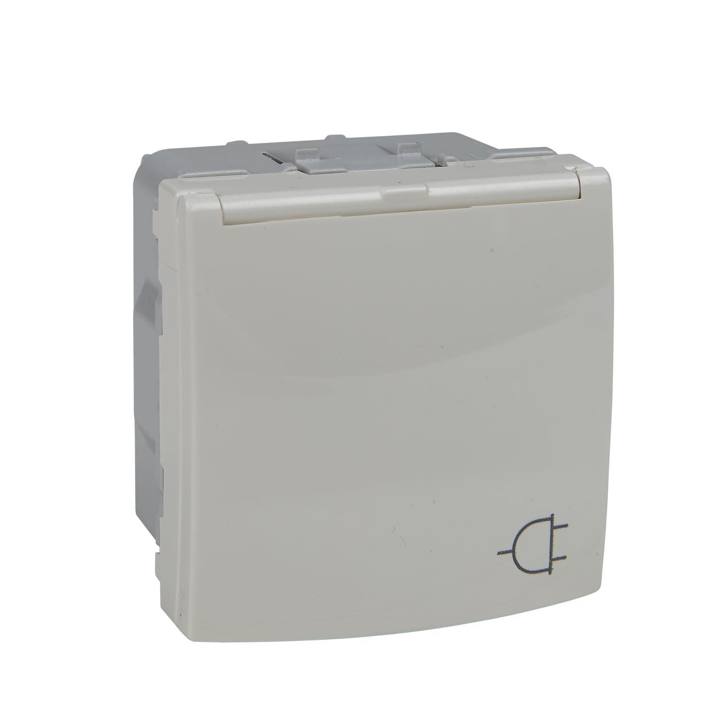 Розетка одномісна Schneider Electric Unica з заземленням захисними шторками та кришкою Слонова кістка (MGU3.037.25TA)