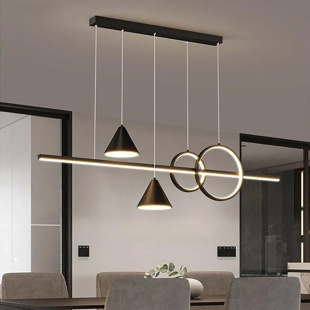 Люстра видовжена LED з 2 конусними плафонами 120 см Чорний (MJ 114 BK) - фото 1