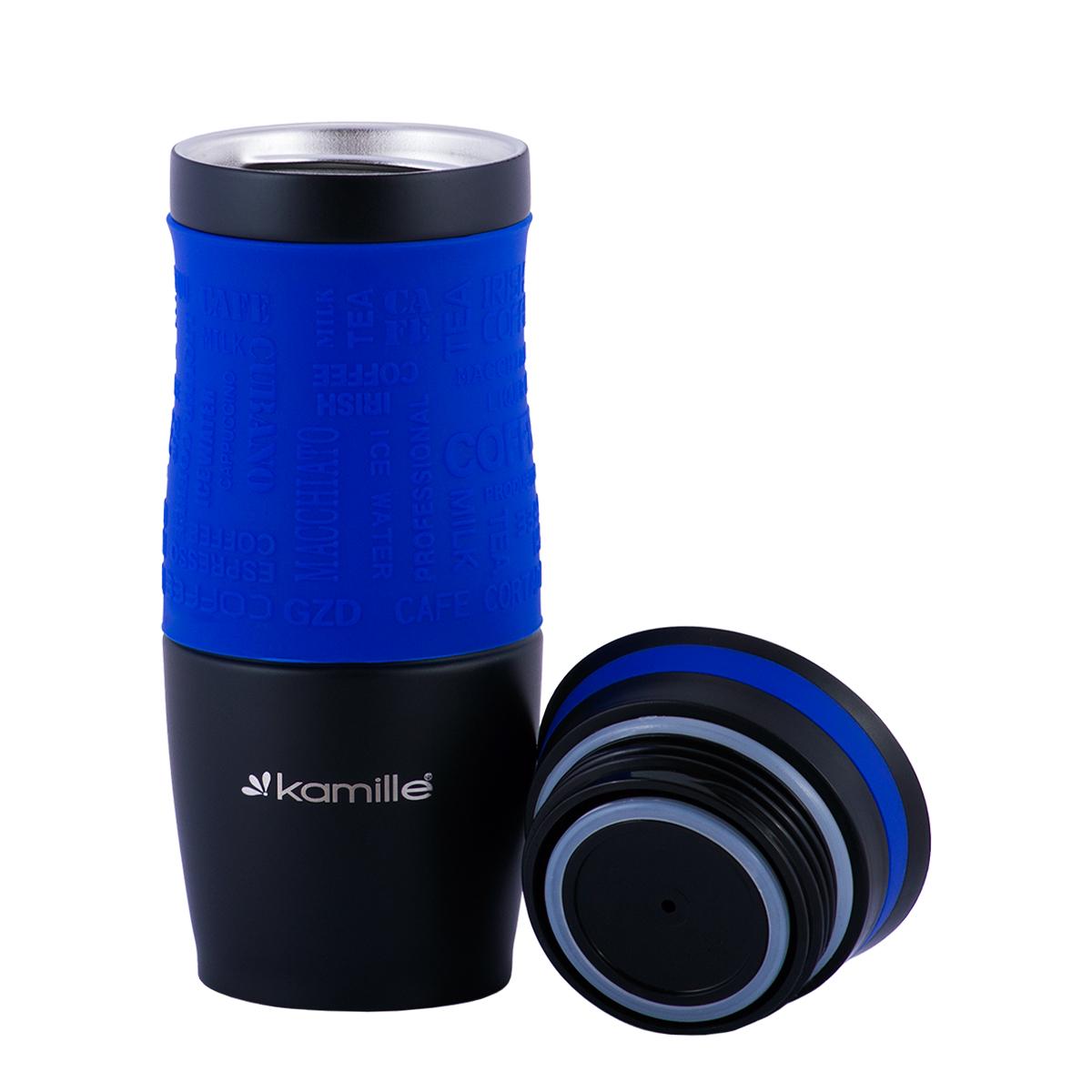 Термокружка Kamille з нержавіючої сталі з TPR-вставкою 380 мл Синій (13046492) - фото 3 Термокружка Kamille з нержавіючої сталі з TPR-вставкою 380 мл Синій (13046492) - фото 3