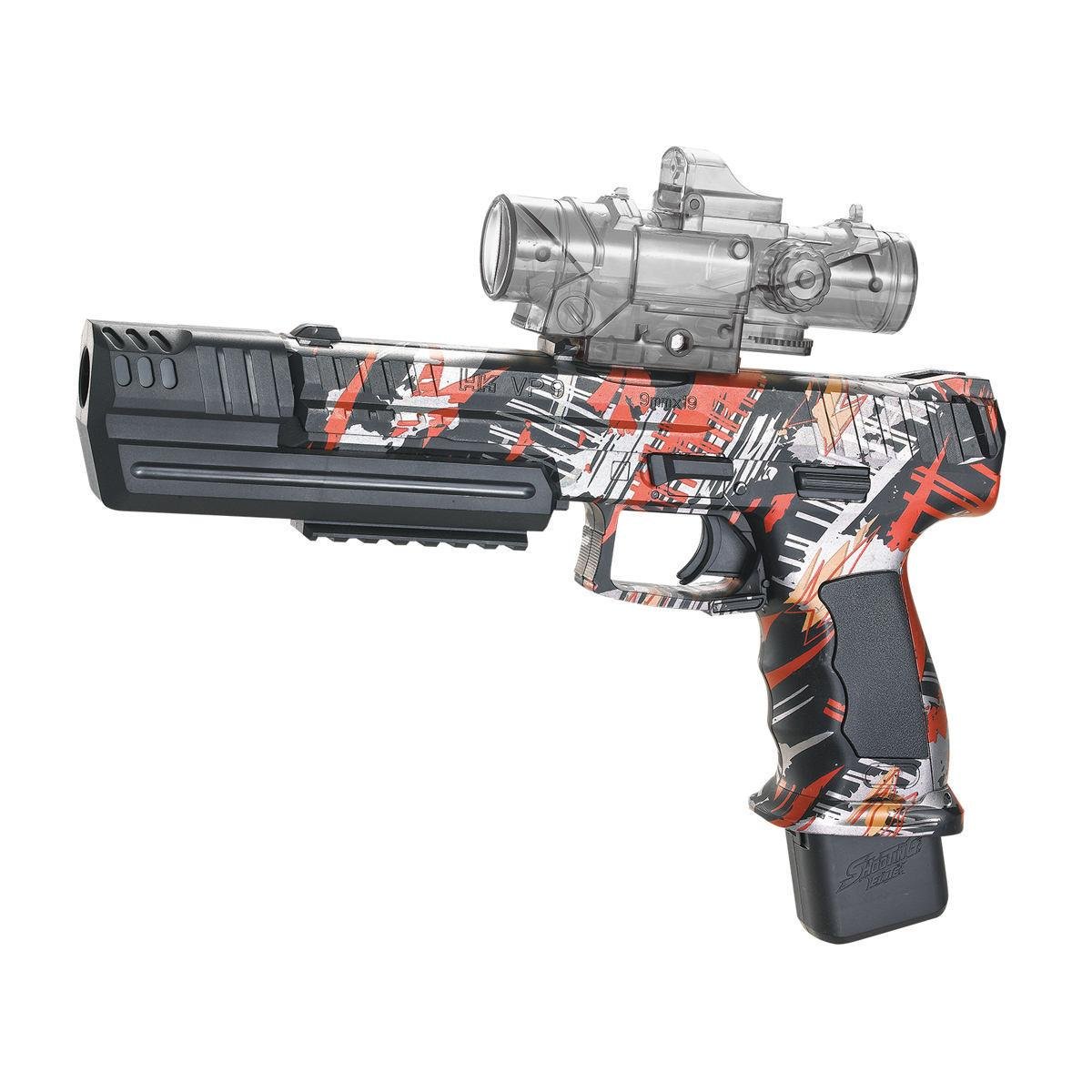 Пистолет стреляющий гелевыми шариками орбизами автоматический Красный/Черный - фото 1