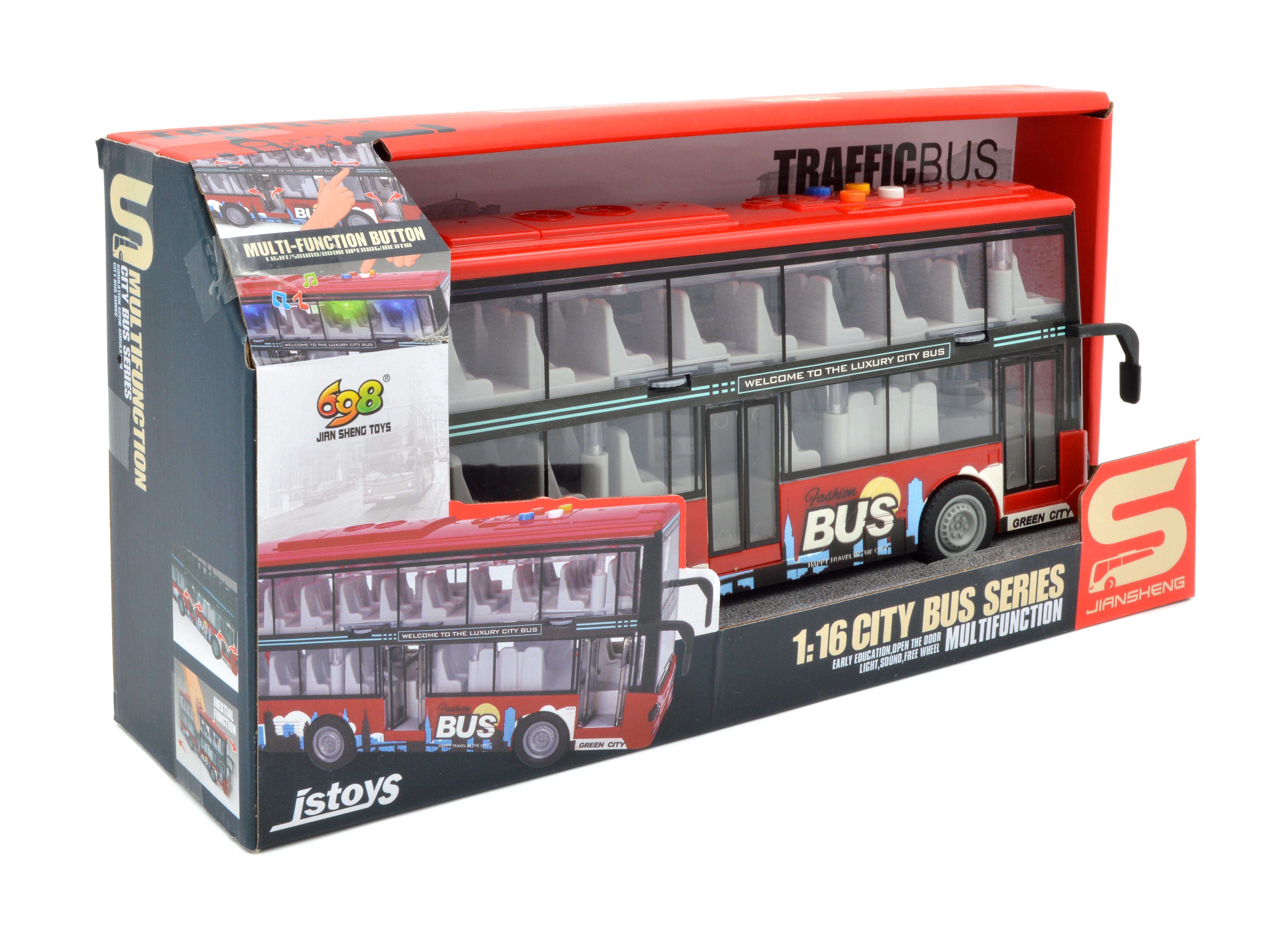 Автобус игрушечный JS123B двухэтажная инерция/звук/свет/открывающаяся дверь (JS123B) - фото 7 Автобус игрушечный JS123B двухэтажная инерция/звук/свет/открывающаяся дверь (JS123B) - фото 7