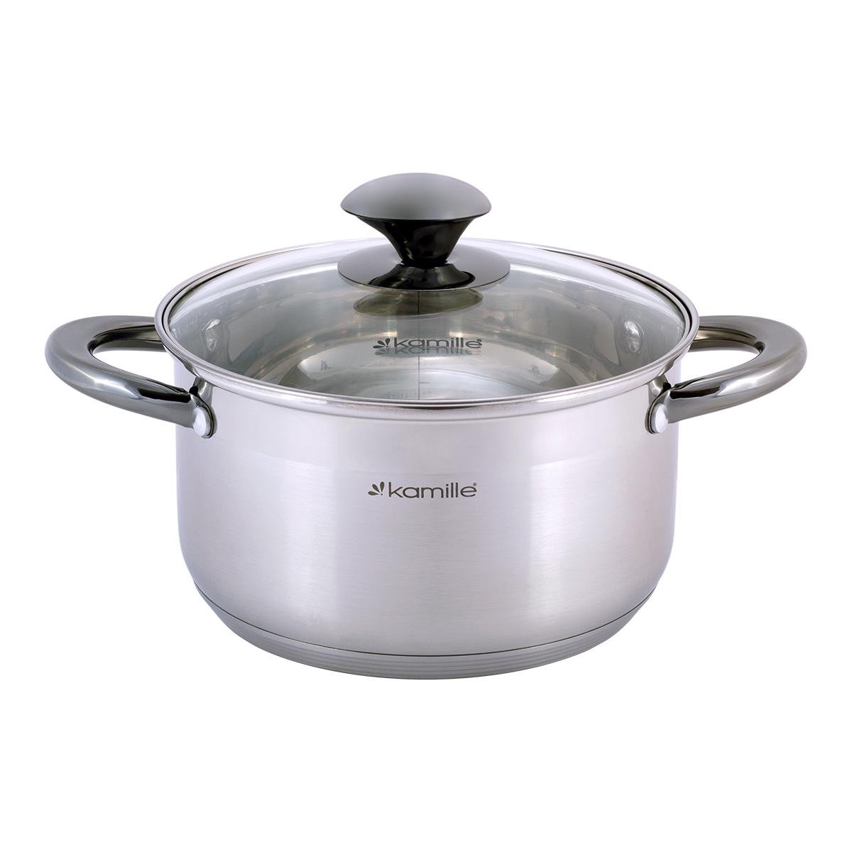 Кастрюля с крышкой Kamille из нержавеющей стали 5-ти слойное индукционное дно 3 л (4922)