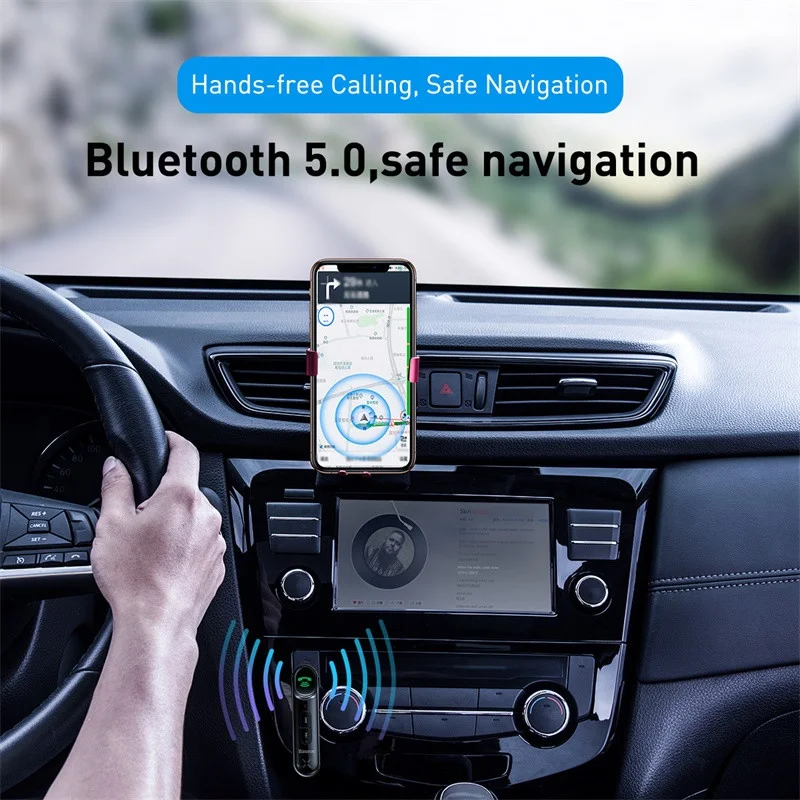 Аудиоадаптер для автомобіля BASEUS Bluetooth Qiyin AUX 42dB до 10 годин Чорний - фото 6