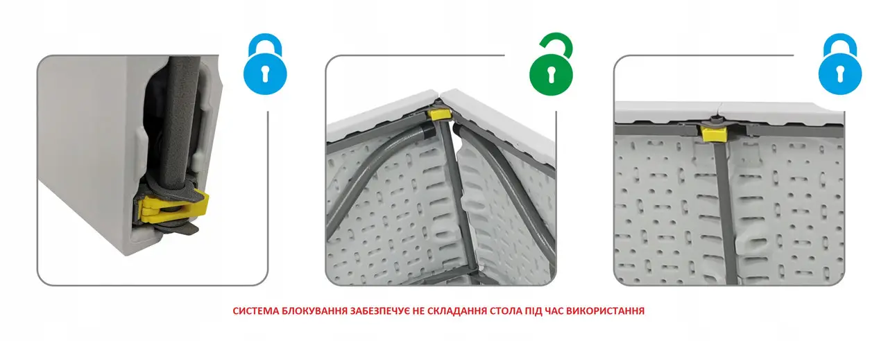 Стол раскладной садовый Kontrast Party до 100 кг. 180x70x70 см Белый (AN-KP180) - фото 10