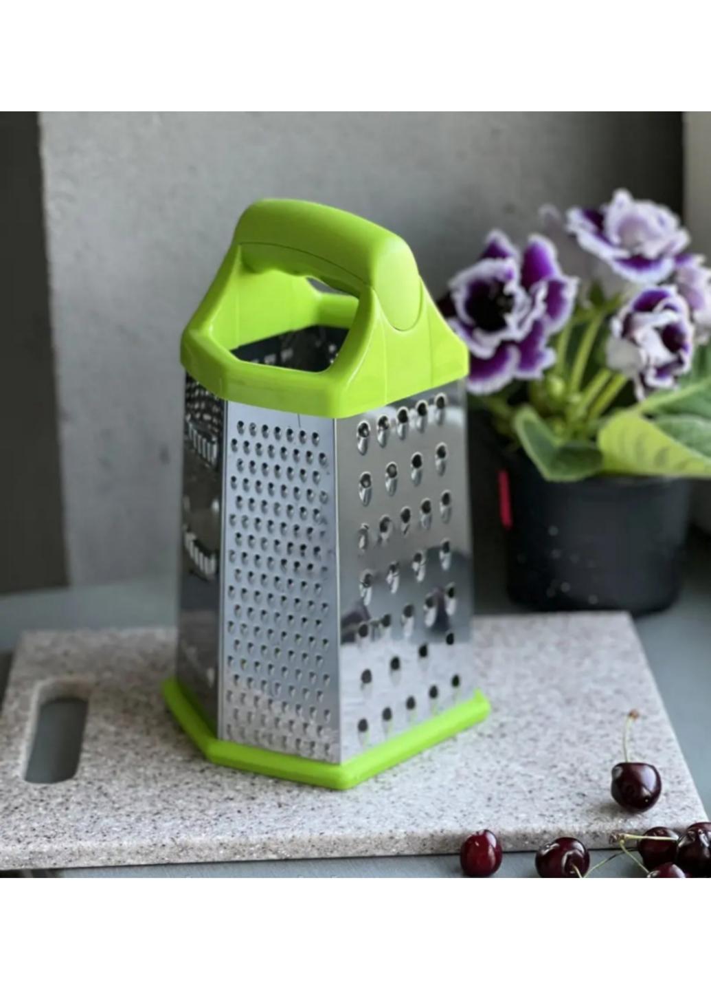 Терка Laska 6в1 из нержавеющей стали 19,8х10,5х13,5 см Салатовый (24542) - фото 3 Терка Laska 6в1 из нержавеющей стали 19,8х10,5х13,5 см Салатовый (24542) - фото 3