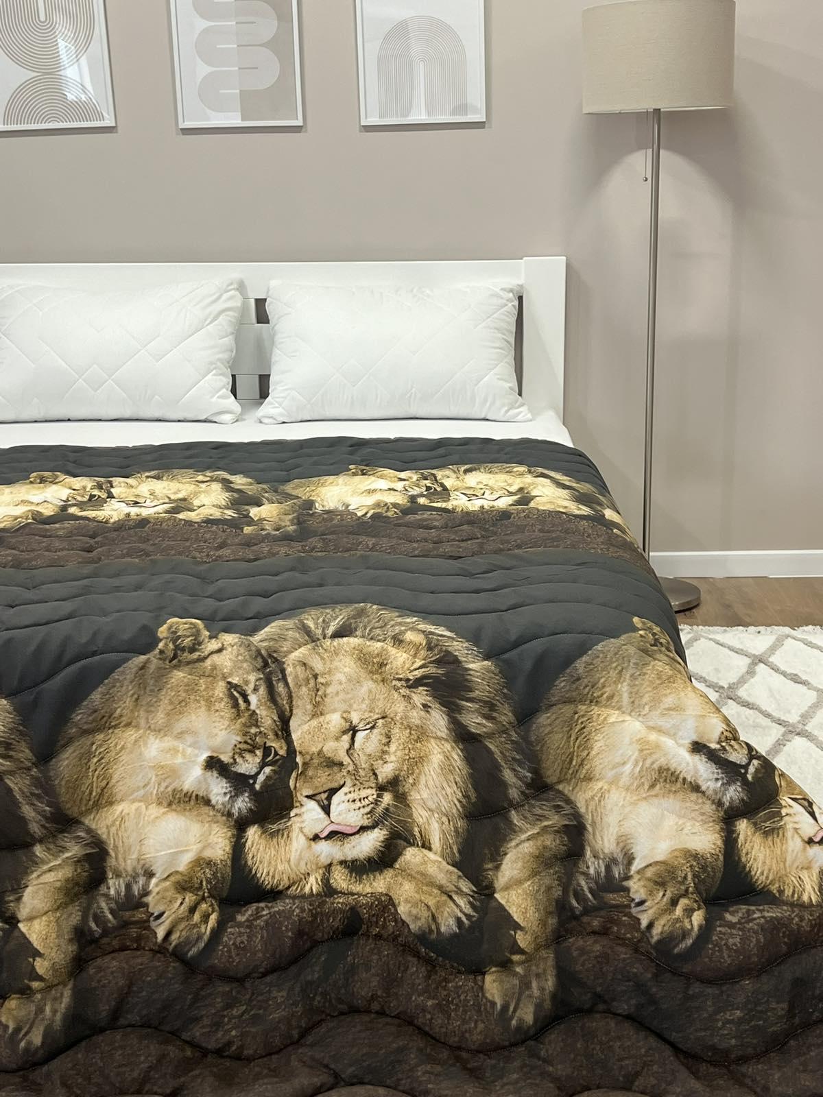 Одеяло летнее двухстороннее с рисунком полутораспальное 150x210 см Шоколадный (27188226) - фото 6