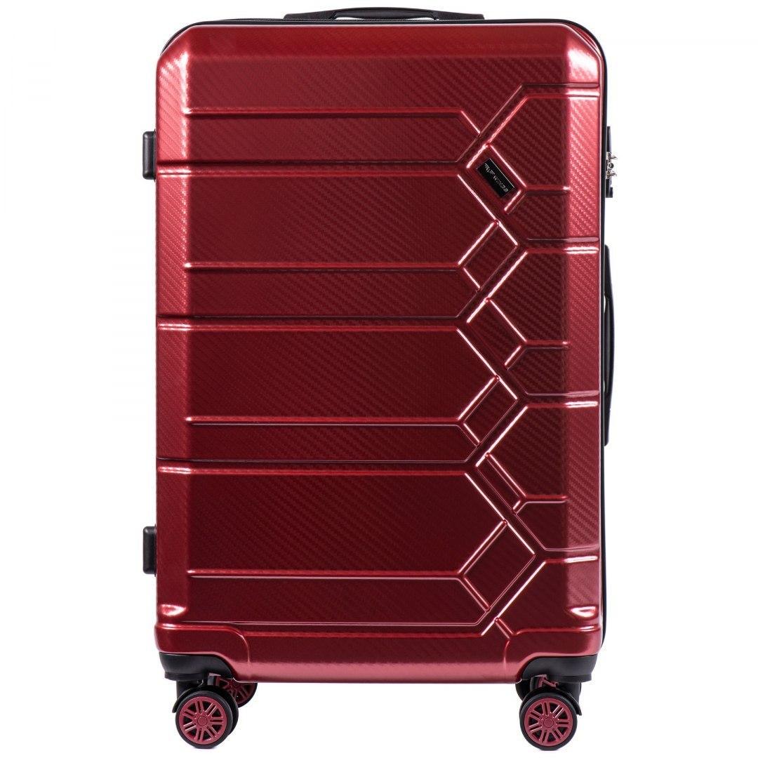 Валіза Wings PC185 полікарбонат велика 83 л на 4 здвоєних колесах Бордовий