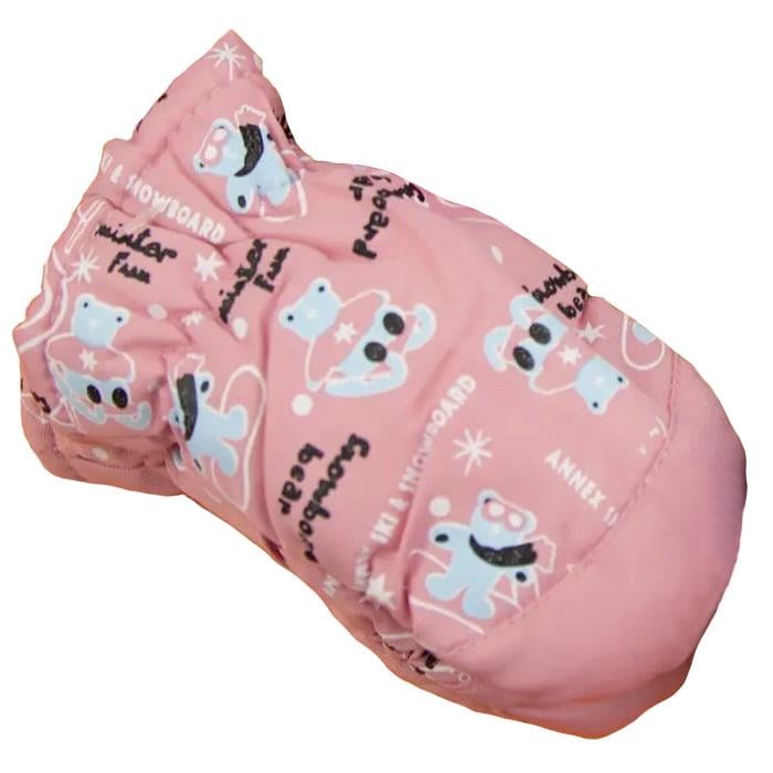 Варежки болоневые на 3-5 лет лыжные на резинке Мишки 22-12-53 Розовый (DR009784)