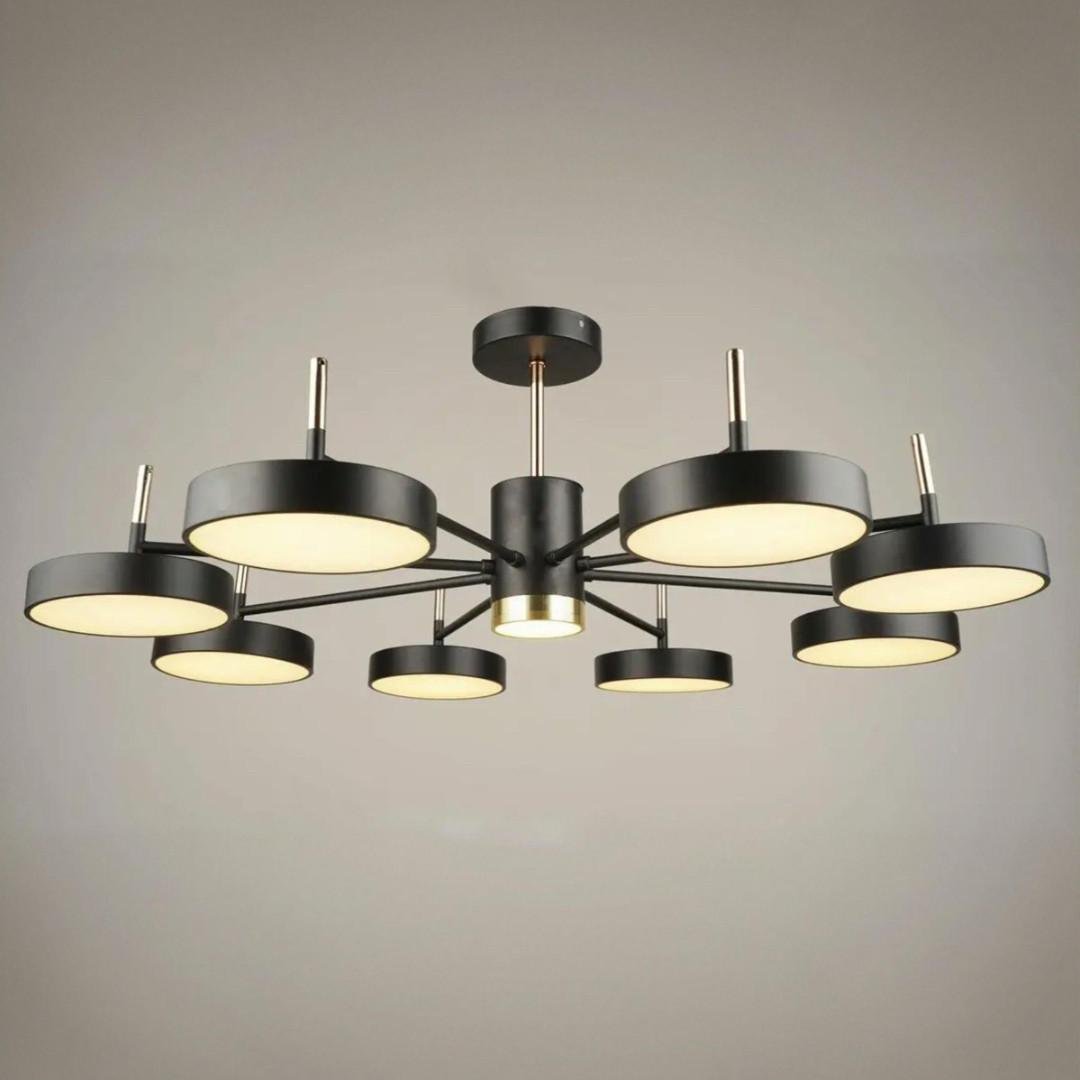 Люстра светодиодная Sirius на восемь плафонов 102W 3000-6500К Черный (B N4192/8 BK+FGD)