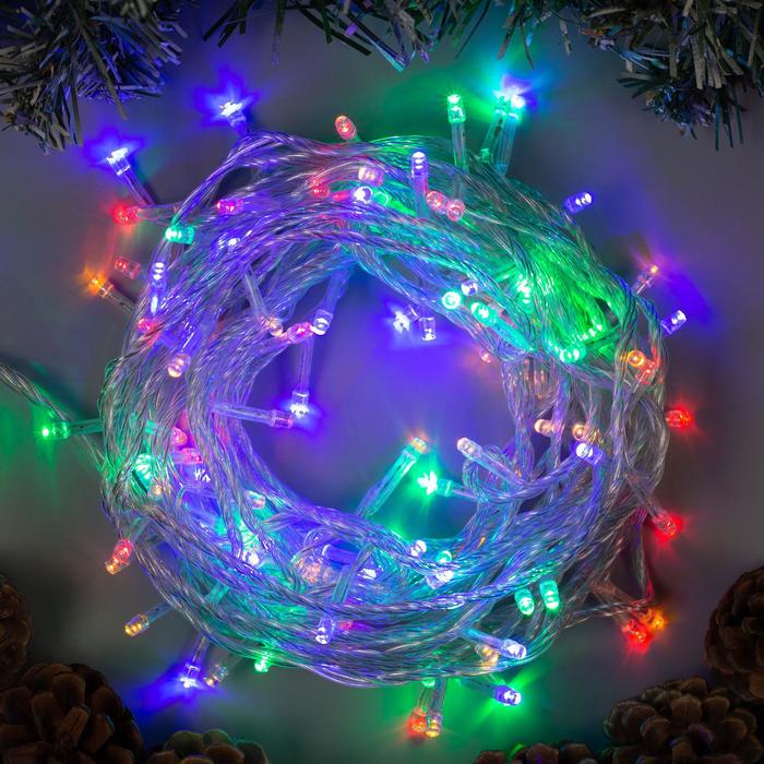 Гірлянда на ялинку Alphatrade Нитка 8 м 100 LED Прозорий/Різнобарвний (120127)