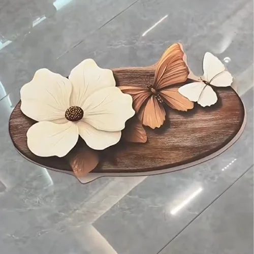 Коврик для ванной комнаты 50х80 см Коричнево-белый (C01586) - фото 5