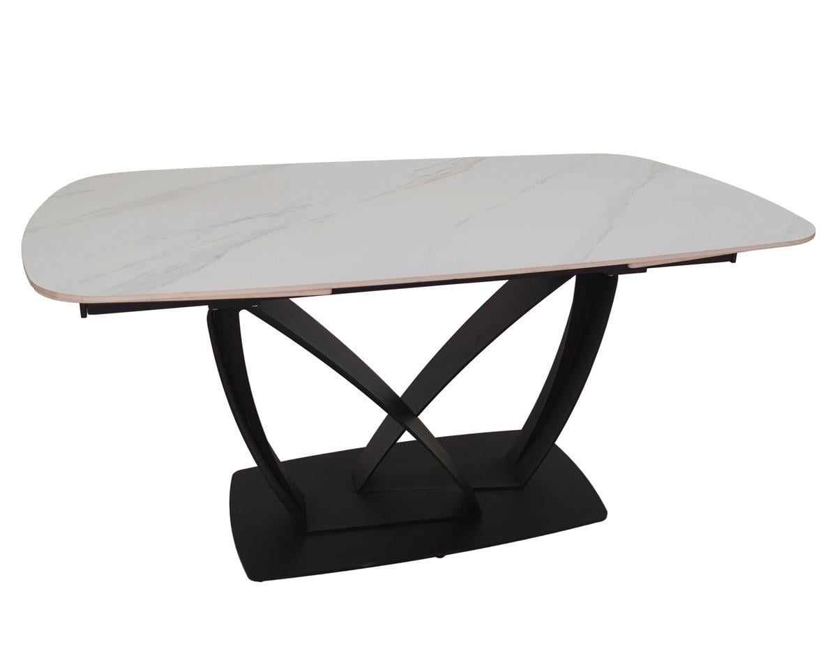 Стол обеденный Intarsio TYLER CERAMIC 160/240х90 см Белый мат/Черный
