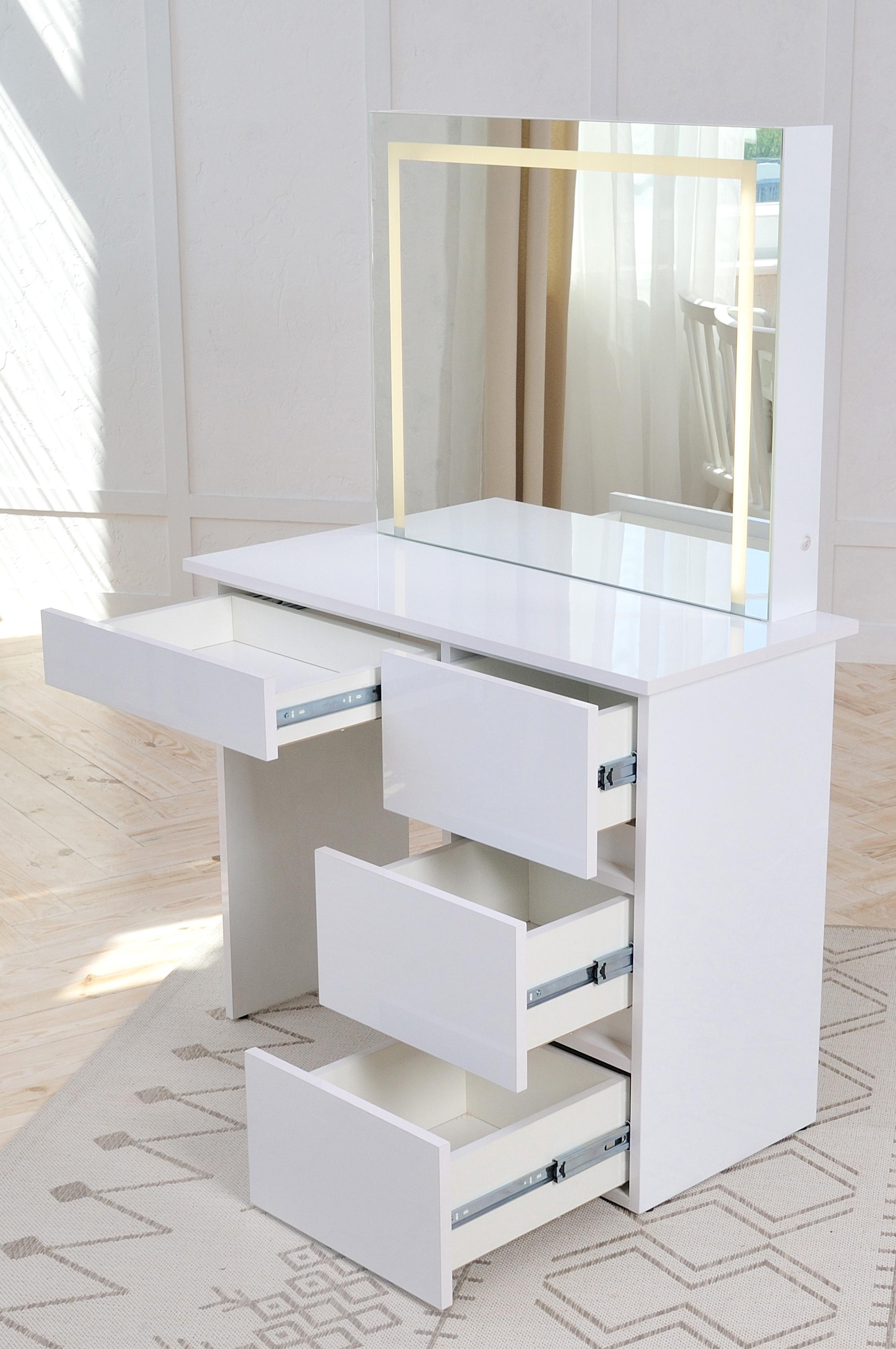 ᐉ Столик туалетный макияжный VA-Led Белый глянец • Купить в Киеве ...