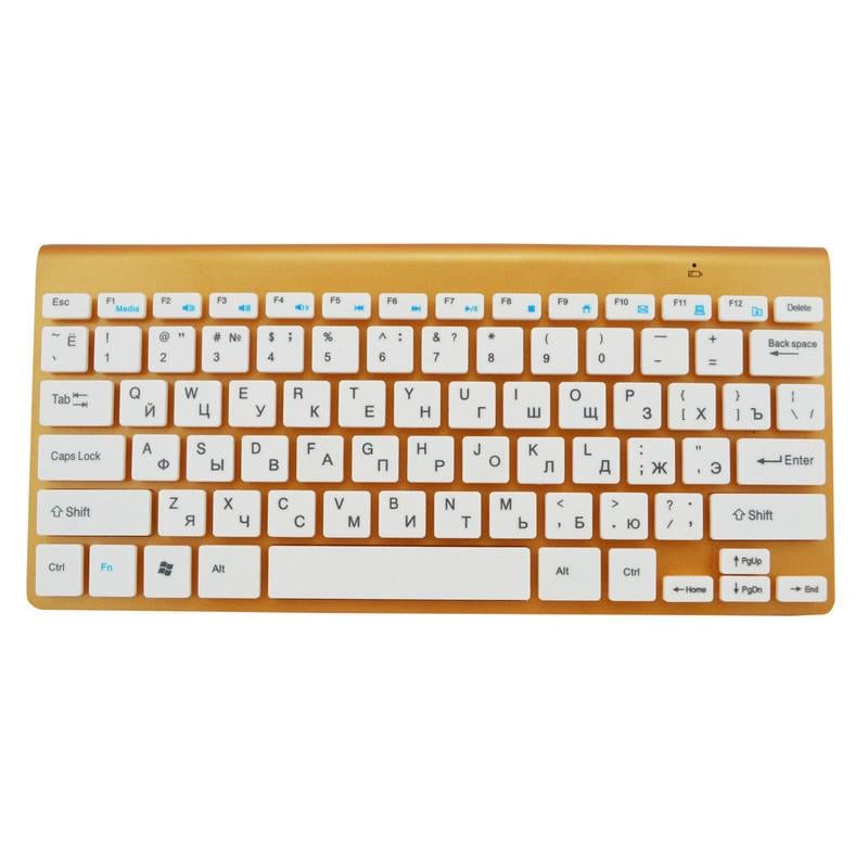 Беспроводная русская клавиатура mini и мышь keyboard 908 c приёмником Золотой (88) - фото 5