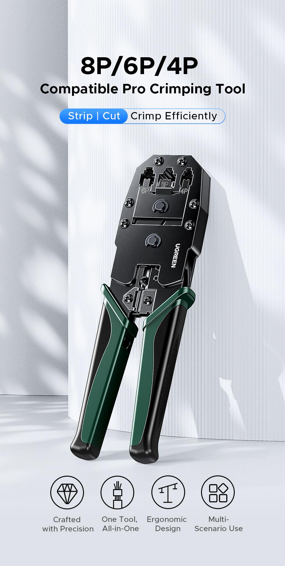 Кримпер для коннекторов Ugreen RJ45 RJ12 RJ11 8P 6P 4P 196 мм (29516821) - фото 2 Кримпер для коннекторов Ugreen RJ45 RJ12 RJ11 8P 6P 4P 196 мм (29516821) - фото 2