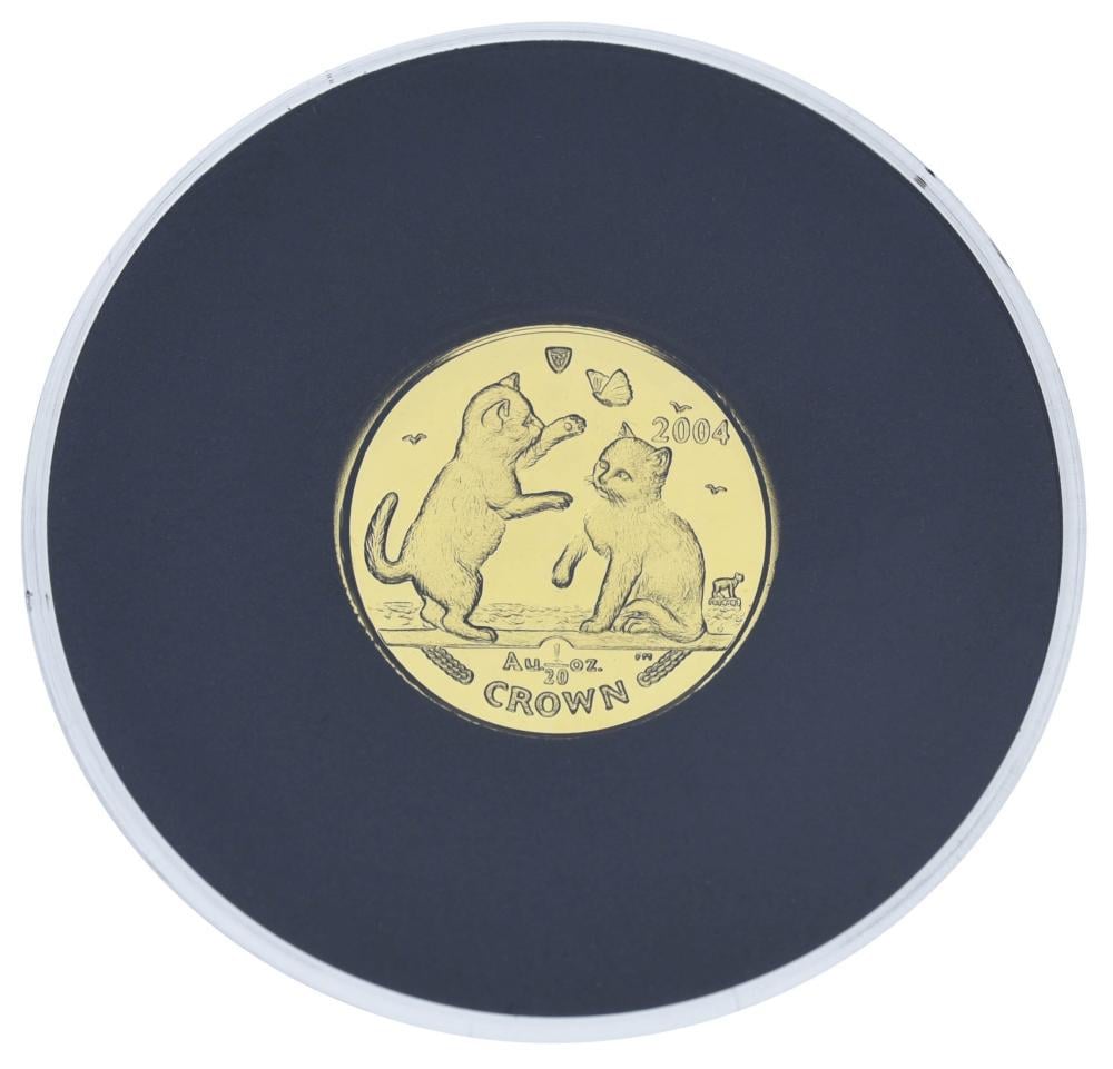 Колекційна монета Острів Мен 1 крона 2004/2008 золото Proof Кіт Тонкінська кішка 1/20 унції