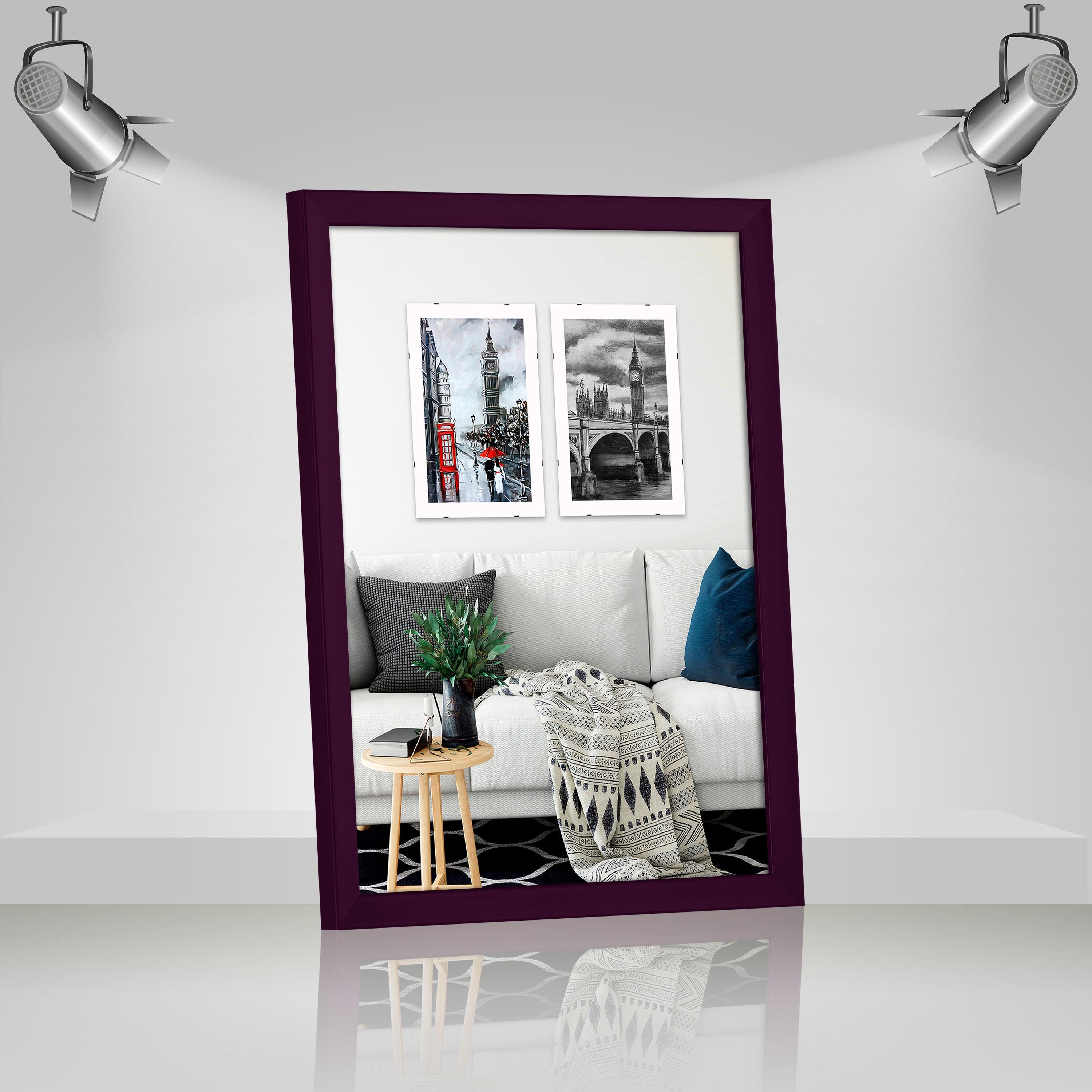 Фоторамка деревянная EmojiFrame 30х40 см AH2220-02 пластиковое стекло 0,8 мм Фиолетовый - фото 2