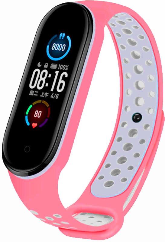 Ремінець UWatch Replacement Sports Strap for Mi Band 5/7 Pink/White