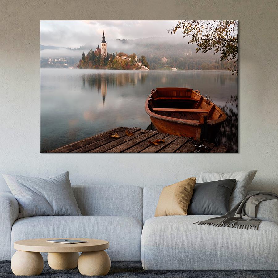 Картина природа Старый город на озере 51x34 см (A1075-1)