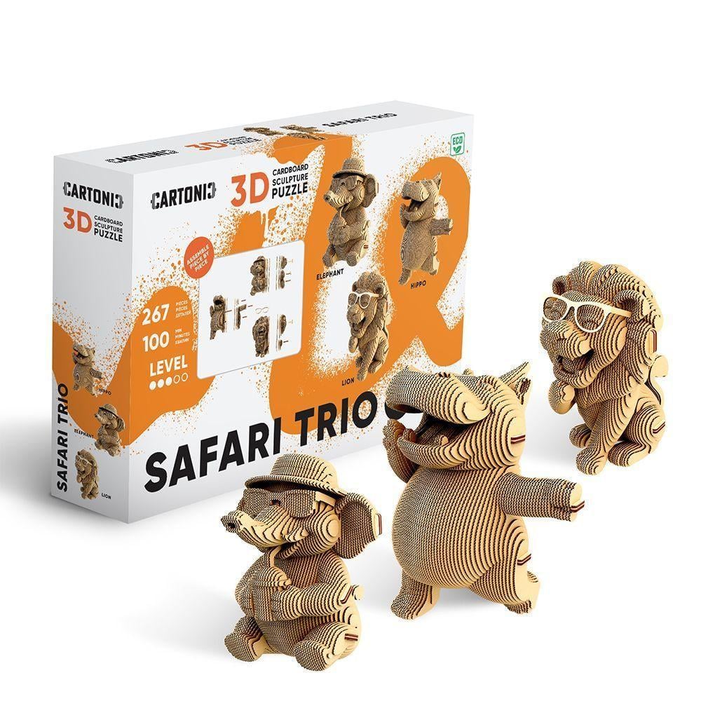3D Пазл Картонный Cartonic Трио Диких Животных Safari Trio 267 деталей