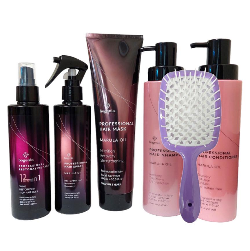 Набор для ухода за волосами Bogenia Шампунь/Кондиционер/Маска/Термозащита-Спрей 12в1 Расческа Набор для ухода за волосами Bogenia Шампунь/Кондиционер/Маска/Термозащита-Спрей 12в1 Расческа