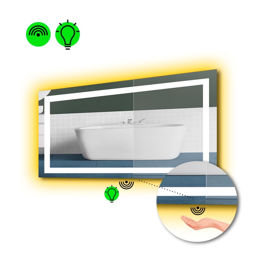 Зеркало с LED подсветкой Karnet с ИК включателем 100x60 см (8776101)
