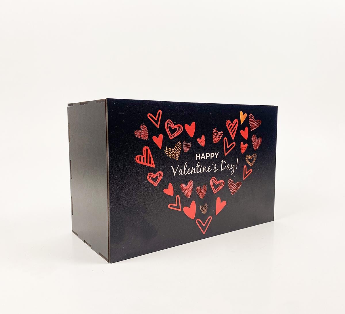 Коробочка прямокутна "Happy Valentine's Day" Червоний Серце Чорний (5749)