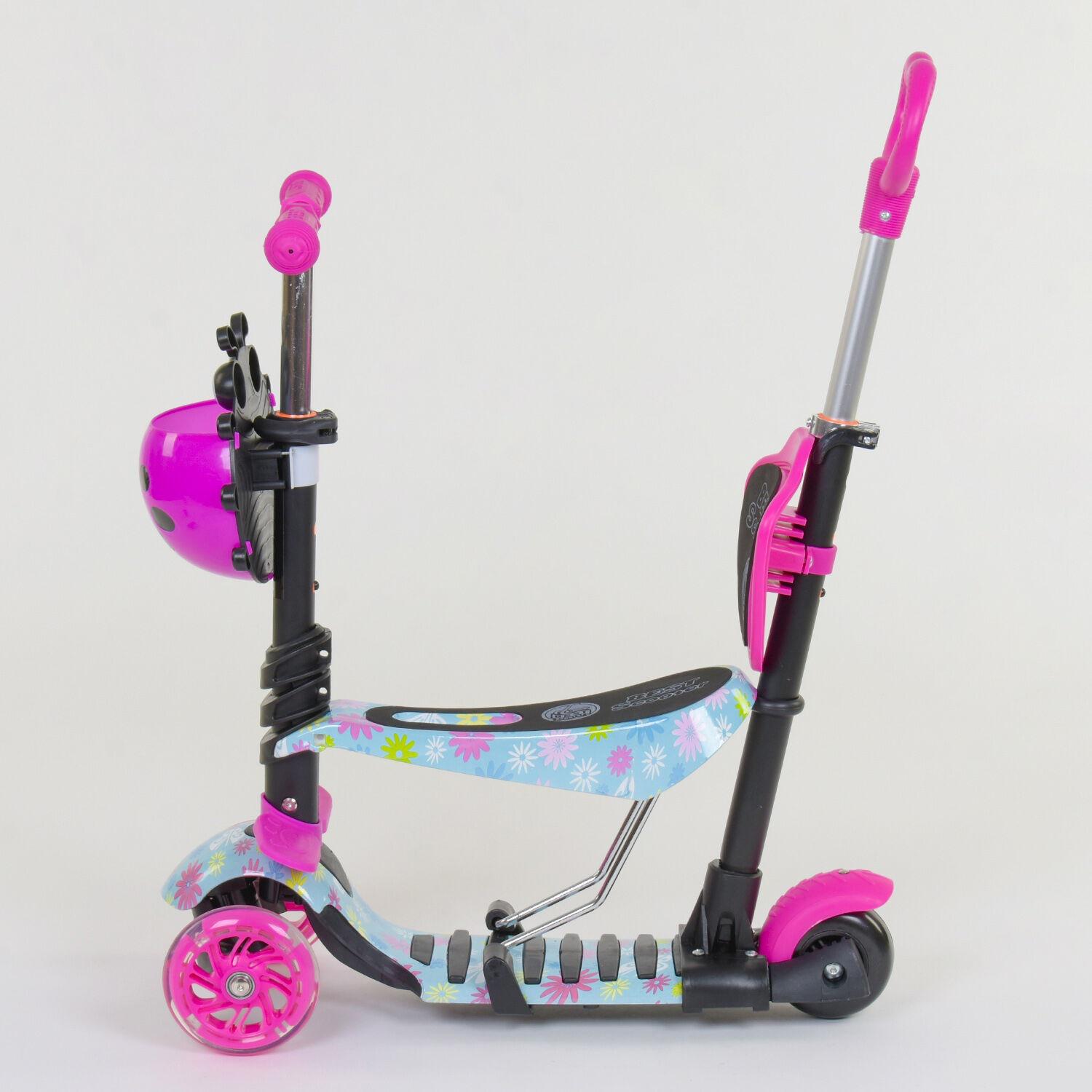 Самокат Best Scooter 11210 5в1 Абстракция PU колеса с подсветкой Розовый (11210)