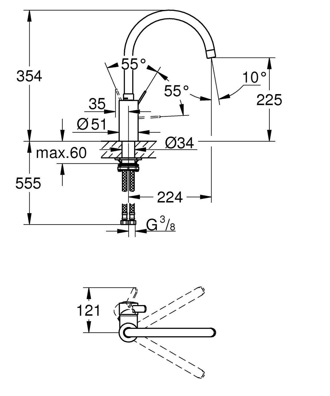 Смеситель для кухни Grohe Eurosmart Cosmopolitan (32843002) - фото 6 Смеситель для кухни Grohe Eurosmart Cosmopolitan (32843002) - фото 6