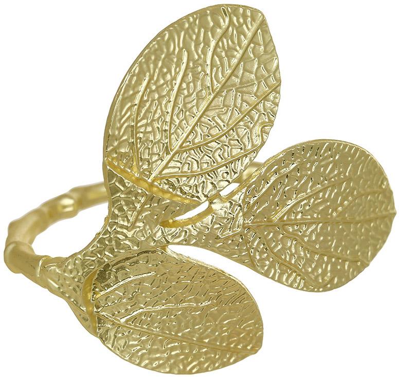 Комплект металевих кілець для серветок листя 6 шт. 4 см Золотий