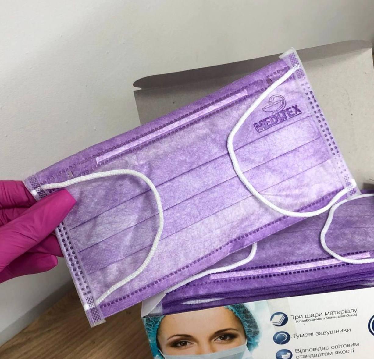 Маска медицинская Фиолетовая Meditex 50 шт. Фиолетовый - фото 2 Маска медицинская Фиолетовая Meditex 50 шт. Фиолетовый - фото 2
