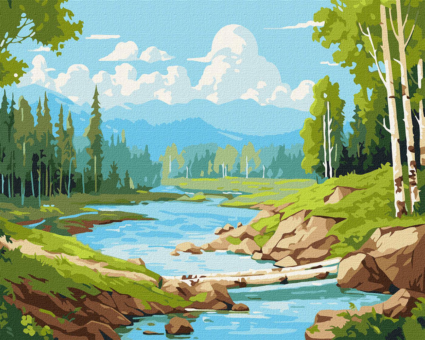 Картина по номерам Идейка В березовой роще 40x50 см (Id-KHO6341)