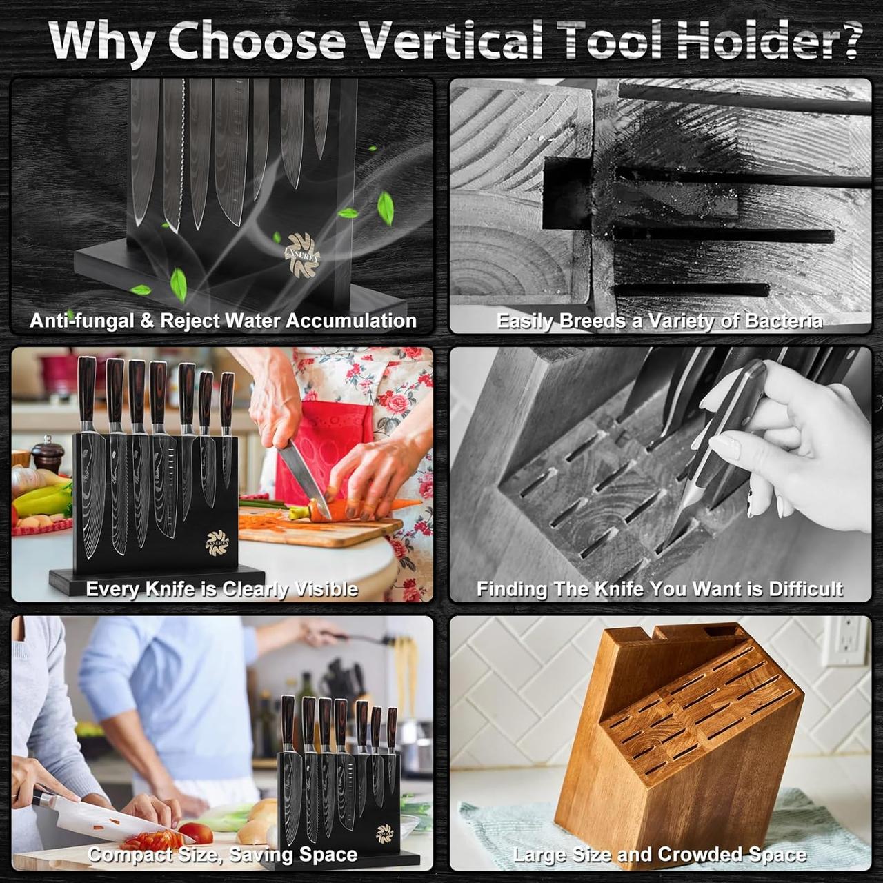 Набор ножей LXSEREY с кухонным блоком и магнитный держатель с эргономичной ручкой 7 пр. - фото 5
