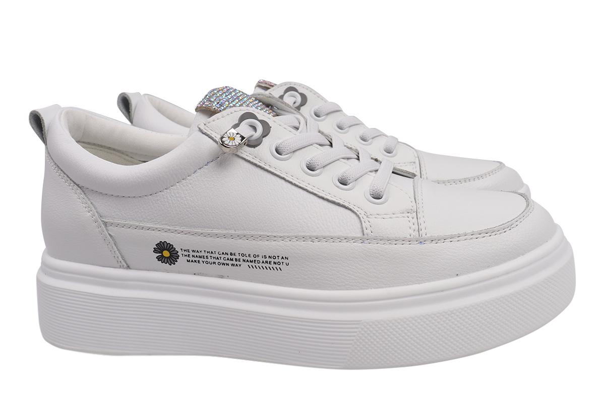 Кеди жіночі Gifanni зі шкіри на низькому ходу на шнурівці Білий (94-21/22DTC 38)