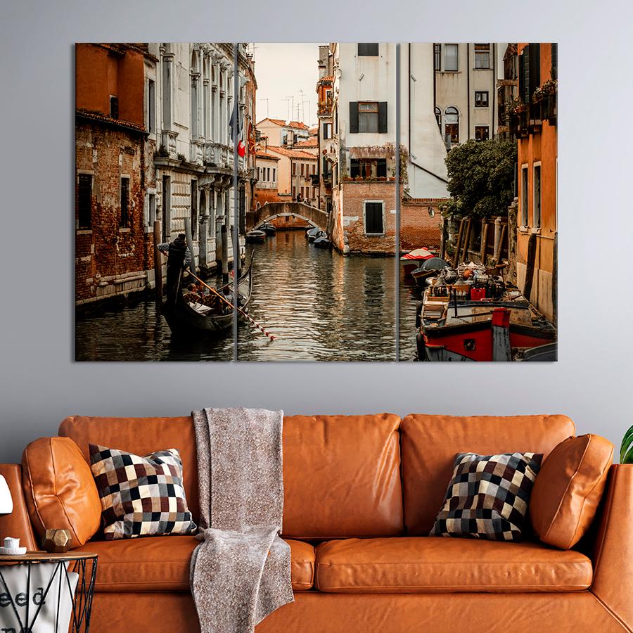 Картина город Гондола на канале в Венеции 156x100 см (A742-3)