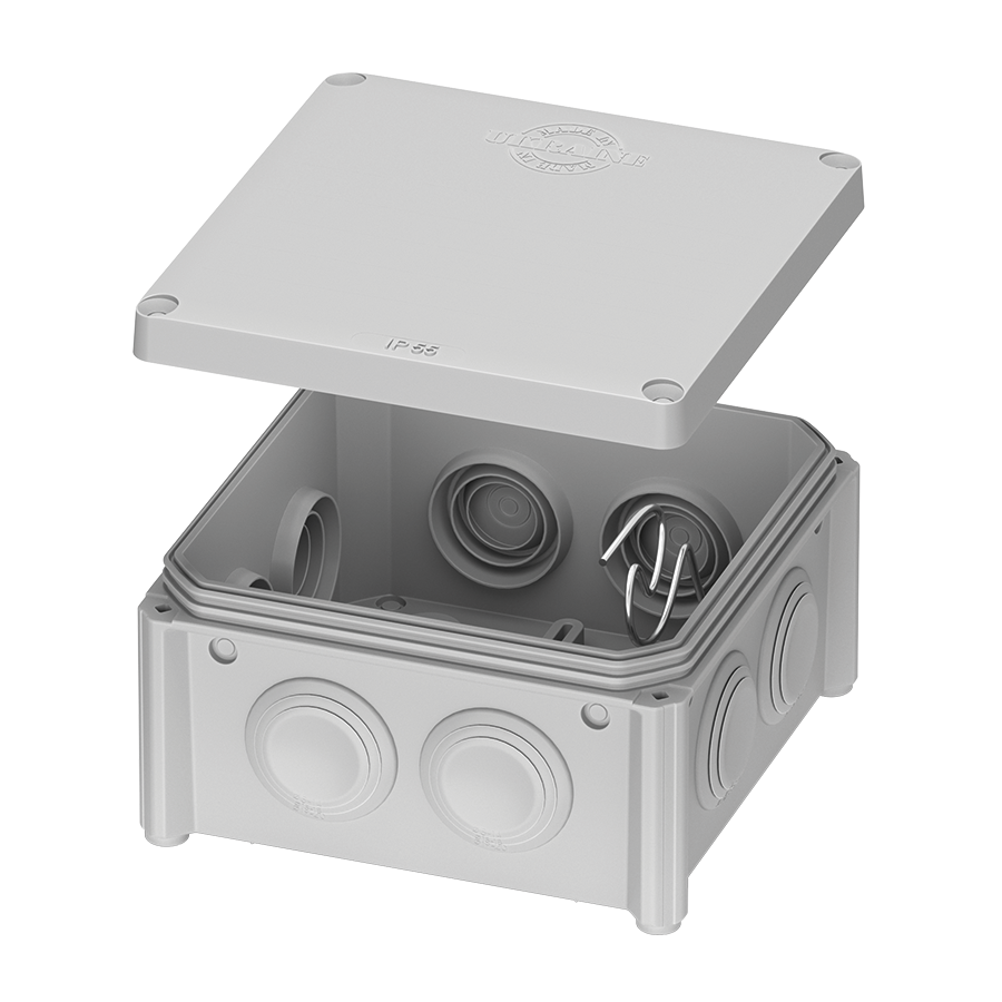 Распределительная коробка Plank IB006 100х100х50 мм наружная 7 герметичных вводов IP55 PP (PLK6506650)