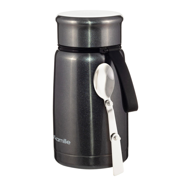 Термос харчовий Kamille KM-2148 із нержавіючої сталі 800 мл з ложкою та ремінцем Срібний (150-84-2148.1) - фото 3 Термос харчовий Kamille KM-2148 із нержавіючої сталі 800 мл з ложкою та ремінцем Срібний (150-84-2148.1) - фото 3